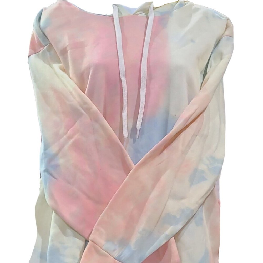Bobbie Brooks Womens Hoodie 1X Pink Tie Dye Blue Pullover Polyester New